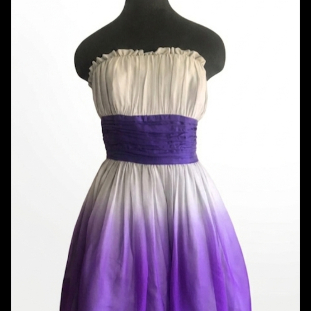 Strapless Purple Ombre Bow Party Dress - Picture 6 of 6